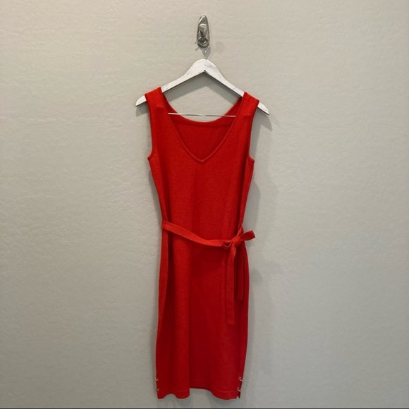 St. John Collection Orange Santana Knit Sleeveless Dress Size 4 - Picture 2 of 13
